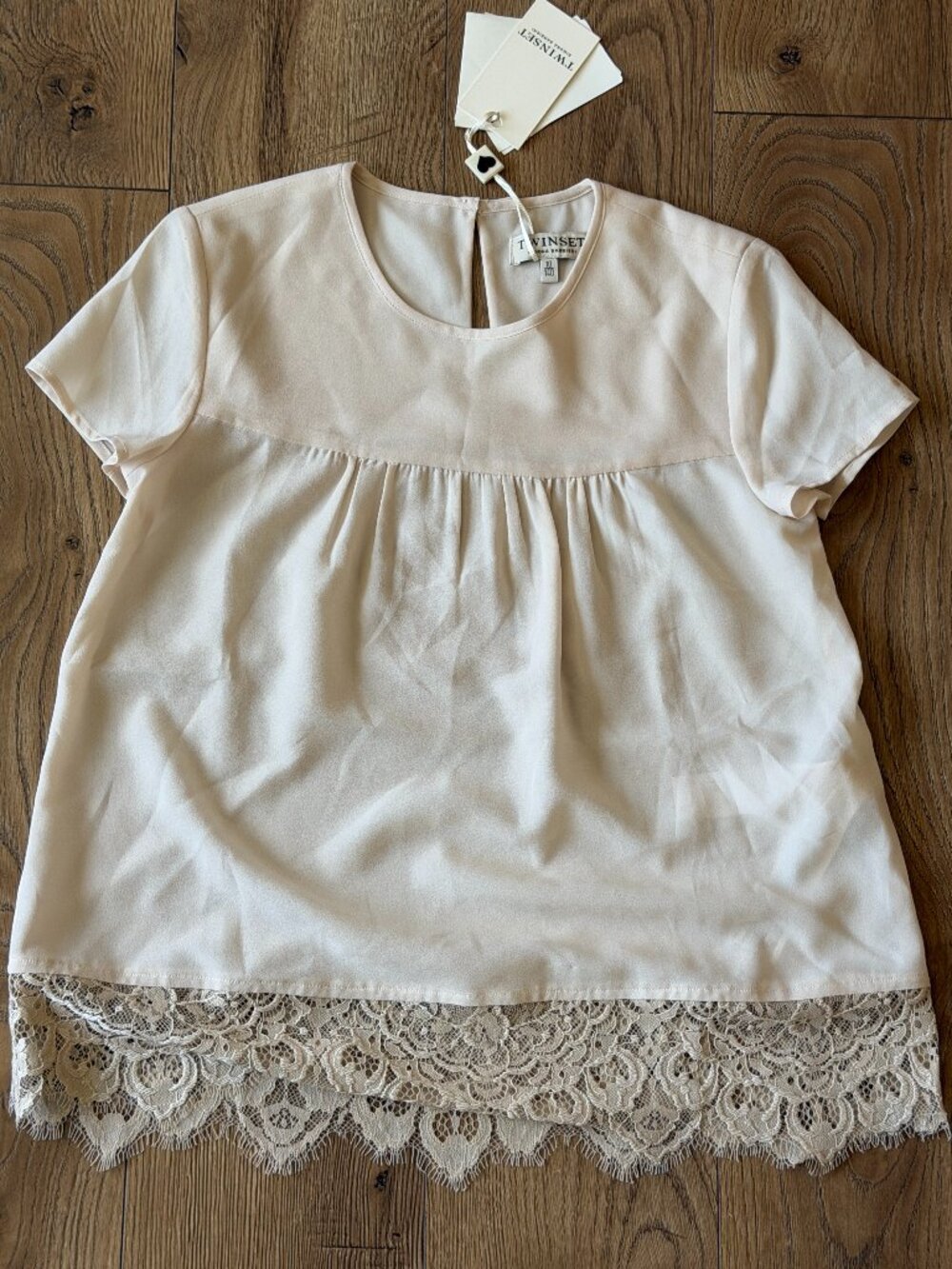 Twinset Simona Barbieri Girl's Cream Short Sleeve Blouse Size: 10